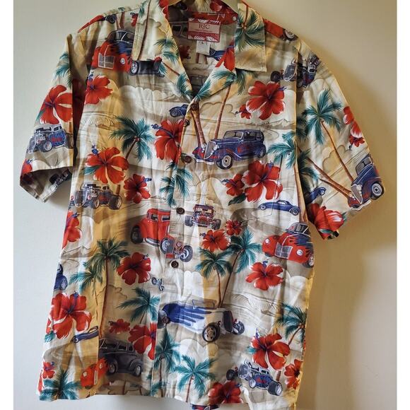 RJC Hawaiian Shirt Short Sleeve Size L Made in USA Hot Rod Cars Beach Cruise - Picture 3 of 13